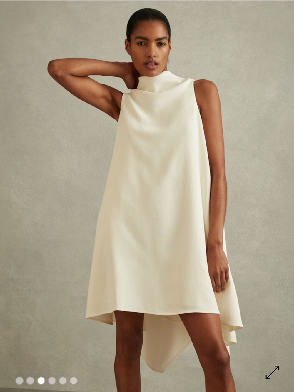 NWT REISS High-Neck Drape Back Mini Dress in Ivory Size US 4 Ivory 7082